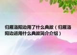 归雁洛阳边用了什么典故（归雁洛阳边运用什么典故简介介绍）