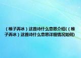 （稚子弄冰）这首诗什么意思介绍(（稚子弄冰）这首诗什么意思详细情况如何)