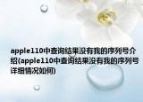 apple110中查询结果没有我的序列号介绍(apple110中查询结果没有我的序列号详细情况如何)