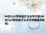 64位CpU系统是什么水平介绍(64位CpU系统是什么水平详细情况如何)