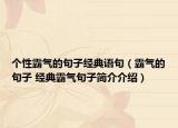 个性霸气的句子经典语句（霸气的句子 经典霸气句子简介介绍）