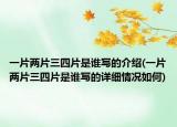 一片两片三四片是谁写的介绍(一片两片三四片是谁写的详细情况如何)