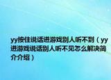 yy按住说话进游戏别人听不到（yy进游戏说话别人听不见怎么解决简介介绍）