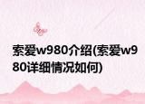 索爱w980介绍(索爱w980详细情况如何)
