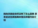 网商贷额度突然没有了怎么回事 原来是这些原因具体情况详细内容介绍