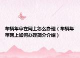 车辆年审在网上怎么办理（车辆年审网上如何办理简介介绍）