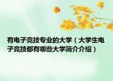 有电子竞技专业的大学（大学生电子竞技都有哪些大学简介介绍）