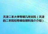 天津二本大学有哪几所文科（天津的二本院校有哪些理科简介介绍）