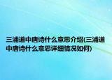 三浦道中唐诗什么意思介绍(三浦道中唐诗什么意思详细情况如何)