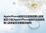 AppleiPhone如何开启语音信箱\语音留言介绍(AppleiPhone如何开启语音信箱\语音留言详细情况如何)