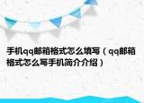 手机qq邮箱格式怎么填写（qq邮箱格式怎么写手机简介介绍）