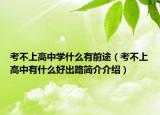 考不上高中学什么有前途（考不上高中有什么好出路简介介绍）