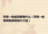 带有一的成语都有什么（带有一的词语和成语简介介绍）
