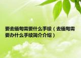 要去缅甸需要什么手续（去缅甸需要办什么手续简介介绍）