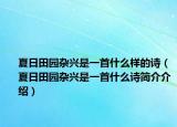 夏日田园杂兴是一首什么样的诗（夏日田园杂兴是一首什么诗简介介绍）