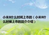 小米8什么时间上市的（小米8什么时候上市的简介介绍）