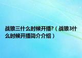 战狼三什么时候开播?（战狼3什么时候开播简介介绍）
