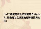 dnf二级密码怎么设置密码介绍(dnf二级密码怎么设置密码详细情况如何)