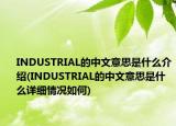 INDUSTRIAL的中文意思是什么介绍(INDUSTRIAL的中文意思是什么详细情况如何)