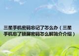 三星手机密码忘记了怎么办（三星手机忘了锁屏密码怎么解简介介绍）
