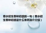 春水初生春林初盛前一句（春水初生春林初盛是什么意思简介介绍）
