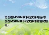 怎么在MSDN中下载文件介绍(怎么在MSDN中下载文件详细情况如何)