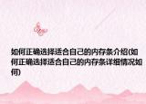 如何正确选择适合自己的内存条介绍(如何正确选择适合自己的内存条详细情况如何)