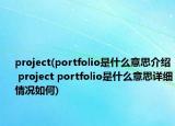 project(portfolio是什么意思介绍 project portfolio是什么意思详细情况如何)