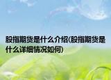 股指期货是什么介绍(股指期货是什么详细情况如何)