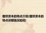 借贷资本的特点介绍(借贷资本的特点详细情况如何)