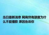 当日最新消息 网商贷有额度为什么不能借款 原因告诉你