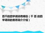 百千的四字词语有哪些（千 百 的四字词语的意思简介介绍）