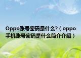 Oppo账号密码是什么?（oppo手机账号密码是什么简介介绍）