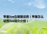 苹果live在哪里设置（苹果怎么设置live简介介绍）
