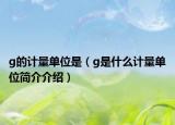 g的计量单位是（g是什么计量单位简介介绍）