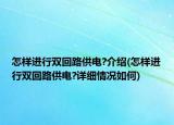 怎样进行双回路供电?介绍(怎样进行双回路供电?详细情况如何)