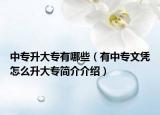 中专升大专有哪些（有中专文凭怎么升大专简介介绍）