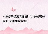 小米9手机发布时间（小米9预计发布时间简介介绍）