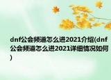 dnf公会频道怎么进2021介绍(dnf公会频道怎么进2021详细情况如何)