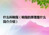 什么叫响指（响指的原理是什么简介介绍）