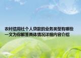 农村信用社个人贷款的业务类型有哪些 一文为你解答具体情况详细内容介绍