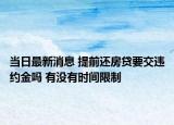 当日最新消息 提前还房贷要交违约金吗 有没有时间限制
