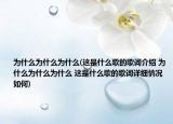 为什么为什么为什么(这是什么歌的歌词介绍 为什么为什么为什么 这是什么歌的歌词详细情况如何)