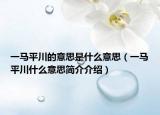 一马平川的意思是什么意思（一马平川什么意思简介介绍）
