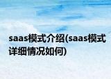 saas模式介绍(saas模式详细情况如何)