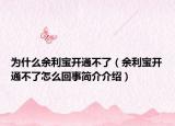 为什么余利宝开通不了（余利宝开通不了怎么回事简介介绍）