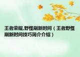 王者荣耀,野怪刷新时间（王者野怪刷新时间技巧简介介绍）