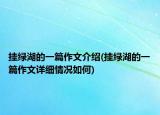 挂绿湖的一篇作文介绍(挂绿湖的一篇作文详细情况如何)