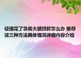 征信花了急需大额贷款怎么办 推荐这三种方法具体情况详细内容介绍
