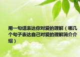 用一句话表达你对爱的理解（哪几个句子表达自己对爱的理解简介介绍）